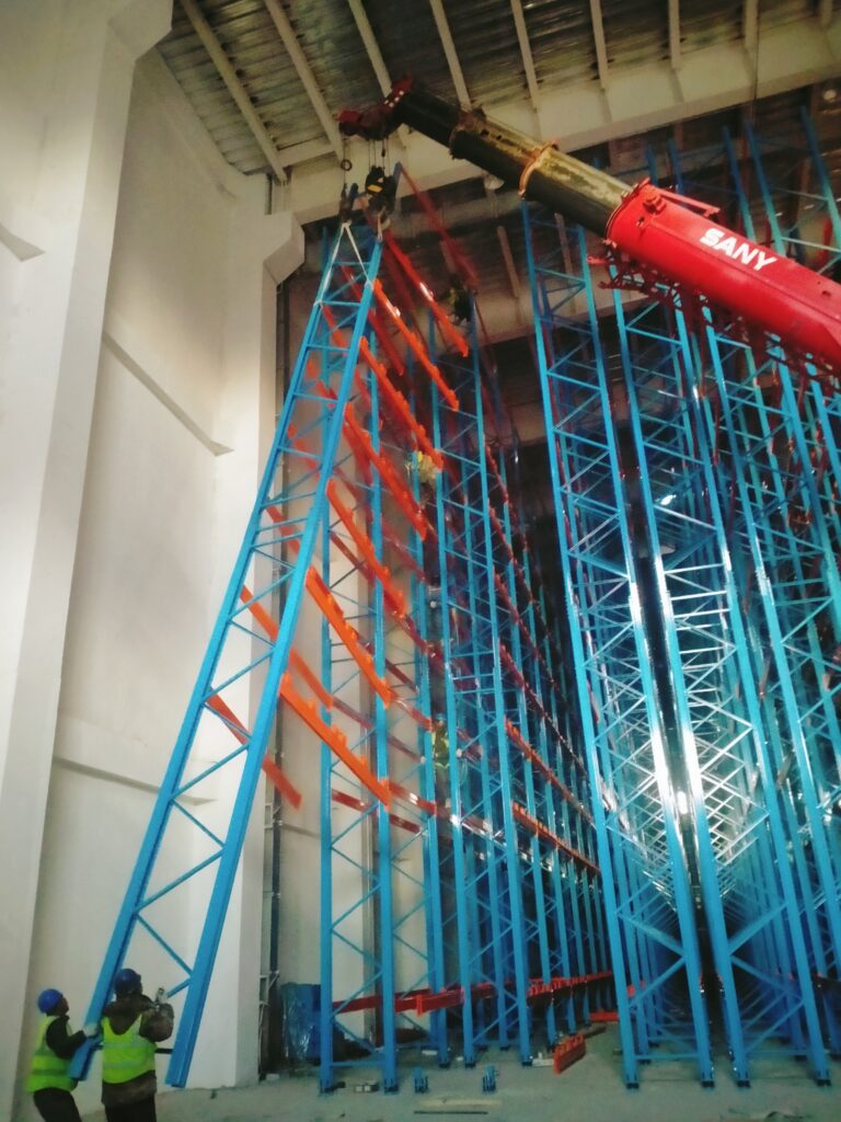 On-site installation of shelving units.