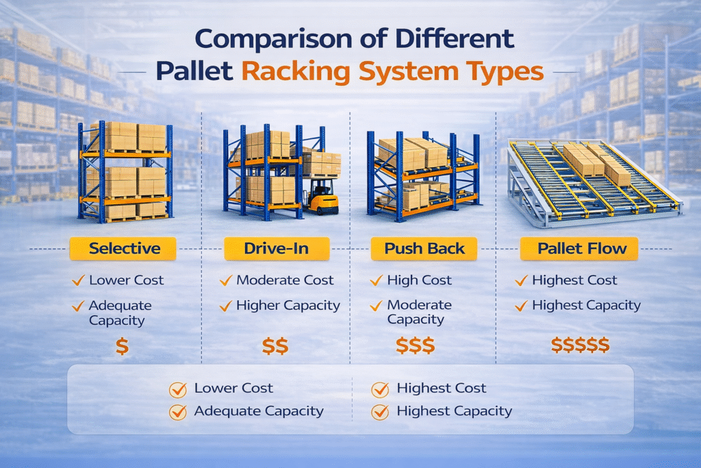 comparison of different pallet racking system types