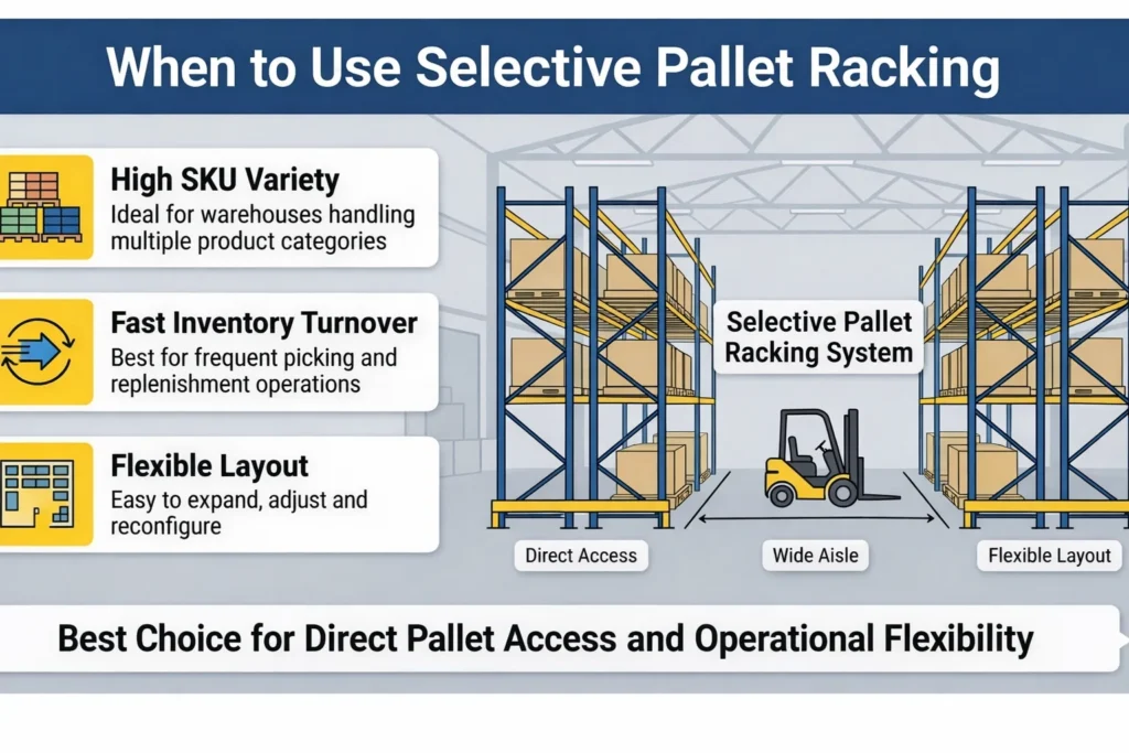 when to use selective pallet racking infographic